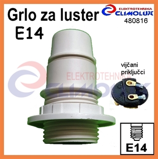 Grlo E14 za luster sa vanjskim navojem, vijčano, bijelo