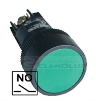 Sklopka PVC 22mm ,NO ,zelena