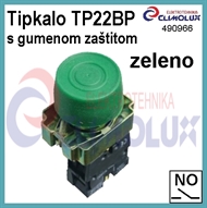 Pushbutton TP22BP NO, with rubber cap, green
