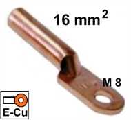 Non-insulated Long ring-tube terminal, e-copper  16 mm2 M 8