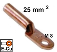 Non-insulated Long ring-tube terminal, e-copper  25 mm2 M 8