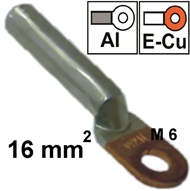Non-insulated copper-aluminum ring-tube terminal  16 mm2 M 6