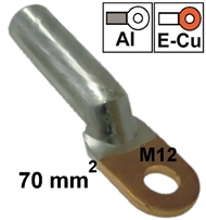 Non-insulated copper-aluminum ring-tube terminal  70 mm2 M12