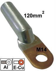 Non-insulated copper-aluminum ring-tube terminal 120 mm2 M14