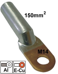 Non-insulated copper-aluminum ring-tube terminal 150 mm2 M14
