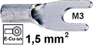 Quetsch-Gabel-Kabelschuh  1,5mm2 M3