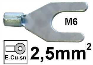 Neizolirana viličasta stopica 2,5mm2 M6