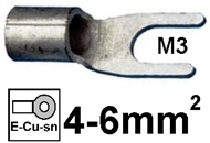 Quetsch-Gabel-Kabelschuh  4-6mm2 M3