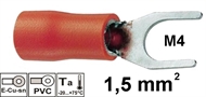 Isolierte Quetsch-Gabel-Kabelschuh  1,5mm2 M4 , rot
