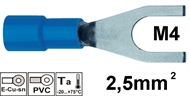 Isolierte Quetsch-Gabel-Kabelschuh  2,5mm2 M4 , blau