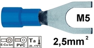 Isolierte Quetsch-Gabel-Kabelschuh  2,5mm2 M5 , blau