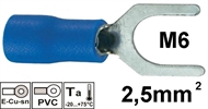 Isolierte Quetsch-Gabel-Kabelschuh  2,5mm2 M6 , blau