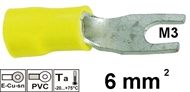 Isolierte Quetsch-Gabel-Kabelschuh  6 mm2 M3 , gelb