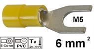 Isolierte Quetsch-Gabel-Kabelschuh  6 mm2 M5 , gelb