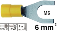 Isolierte Quetsch-Gabel-Kabelschuh  6 mm2 M6 , gelb