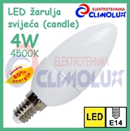 LED žarulja E14 svijeća 4W , 4500K Vt