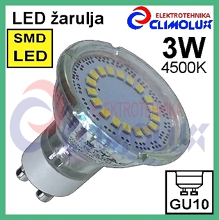 LED lamp GU10 spotlight 3W/4500K SMD Vt