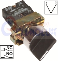Selector knob switch 2-way, 0-I , NO+NC TP22mm