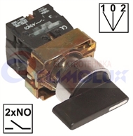Selector long knob switch 3-way, I-0-II , NOx2 TP22mm