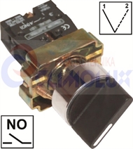 Selector knob switch 2-way, spring return, 0-I , NOx1 TP22mm
