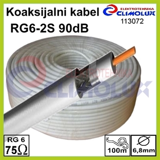 Koaksijalni kabel RG6 75ohm, 6,8mm, bijeli OP