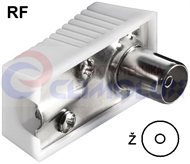 Koaxial-RF-Winkelstecker 9,5mm, weiß