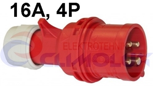 Utikač 16A 4P IP44 s vanjskom uvodnicom