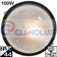 Outdoor metal wall lamp, round, black, without grid, E27