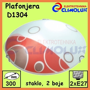 Plafonjera ROUND D1304 staklo , 2 boje sa uzorcima 2xE27