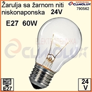 Low voltage Light bulb E27  60W 24V D60 clear