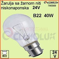 Low voltage Light bulb B22  40W 24V A60 clear