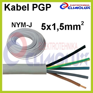 Kabel PGP (NYM-J) 5 x 1,5 mm2