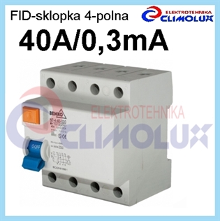 Fehlerstromsutzschalter FI-schutzschalter 4-polig 40A/0,3A N7