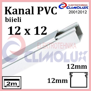 Elektroinstalacijski PVC kanal 12 x 12 bijeli 2m
