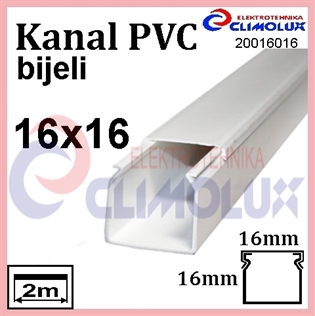 Elektroinstalacijski PVC kanal  16 x 16 bijeli 2m