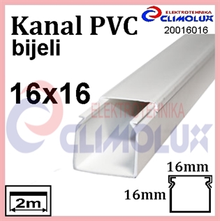 Elektroinstalacijski PVC kanal 16 x 16 bijeli 2m