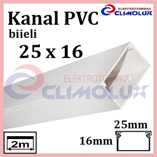 Elektroinstalacijski PVC kanal 25 x 16 bijeli 2m