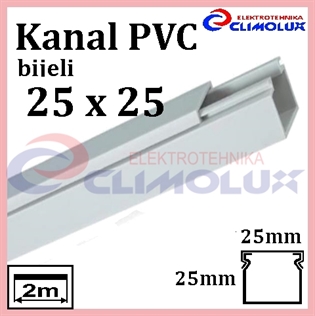 Elektroinstalacijski PVC kanal 25 x 25 bijeli 2m
