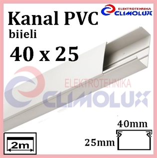 Elektroinstalacijski PVC kanal 40 x 25 bijeli 2m