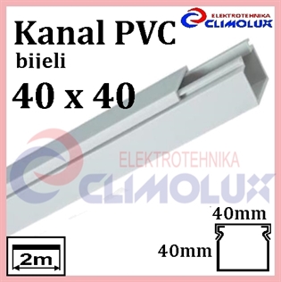 Elektroinstalacijski PVC kanal  40 x 40 bijeli 2m