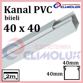 Elektroinstalacijski PVC kanal 40 x 40 bijeli 2m