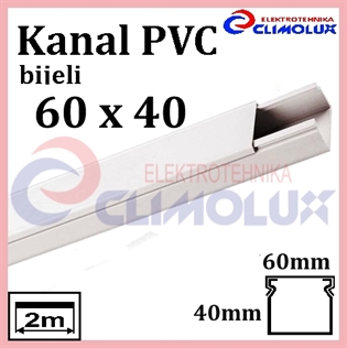 Elektroinstalacijski PVC kanal 60 x 40 bijeli 2m