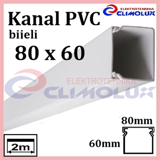 Elektroinstalacijski PVC kanal 80 x 60 bijeli 2m