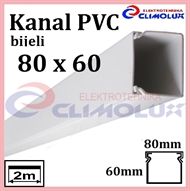Plastic cable trunking  80 x 60 white 2m