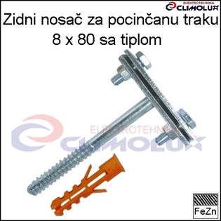 Zidni nosač za pocinčanu traku 8x 80 s tiplom