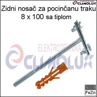 Zidni nosač za pocinčanu traku 8x100 s tiplom