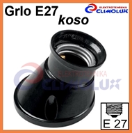 Lamp holder E27 base, curved, bakelit, black