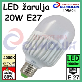 LED žarulja E27 20W , 4000K, LHE