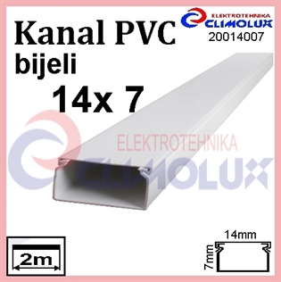 Elektroinstalacijski PVC kanal 14 x 7 bijeli 2m