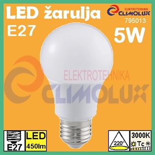 LED žarulja E27  5W , 3000K, A60, Te